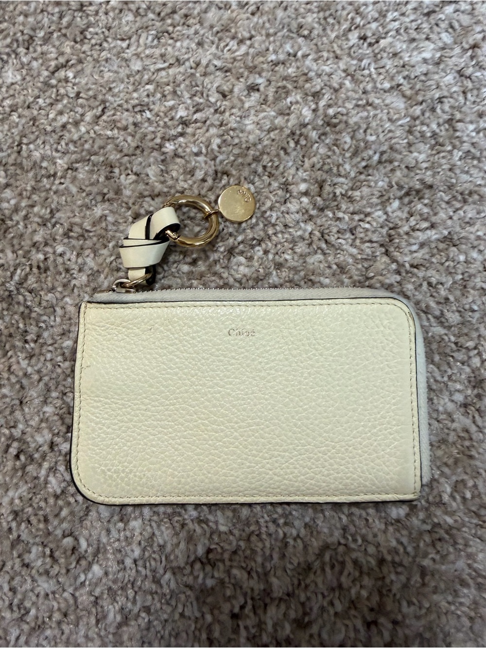 Chloé Alphabet Leather Zip Card Holder Key Pouch – Butter Yellow